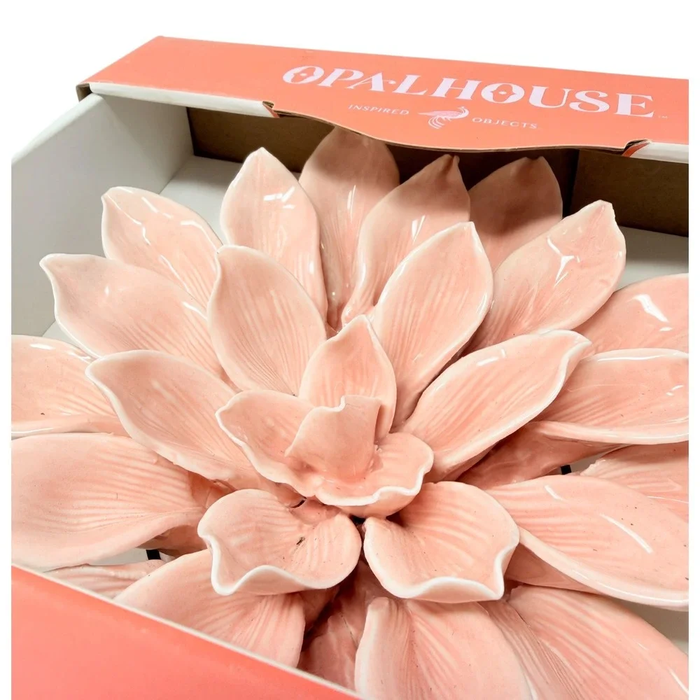 Opalhouse Wall Decor Porcelain Flower Pink Dahlia 2018 Target 7.5 Inch 3D Art